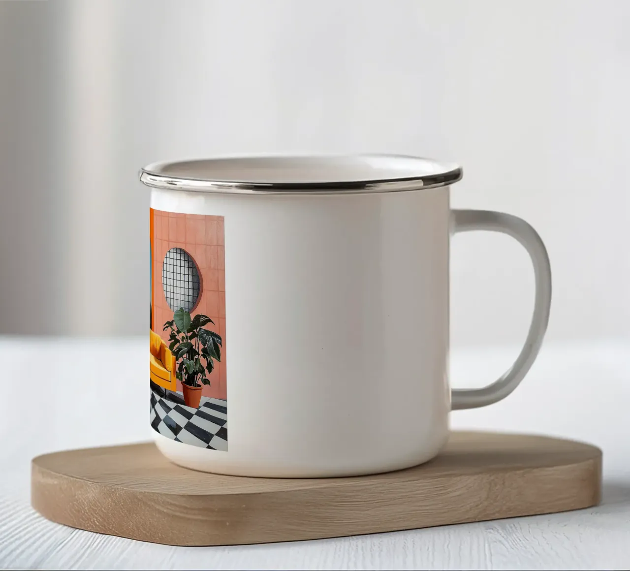 Surrealismo Architettura Design Geometria tazza in smalto da Nikis Art Studio