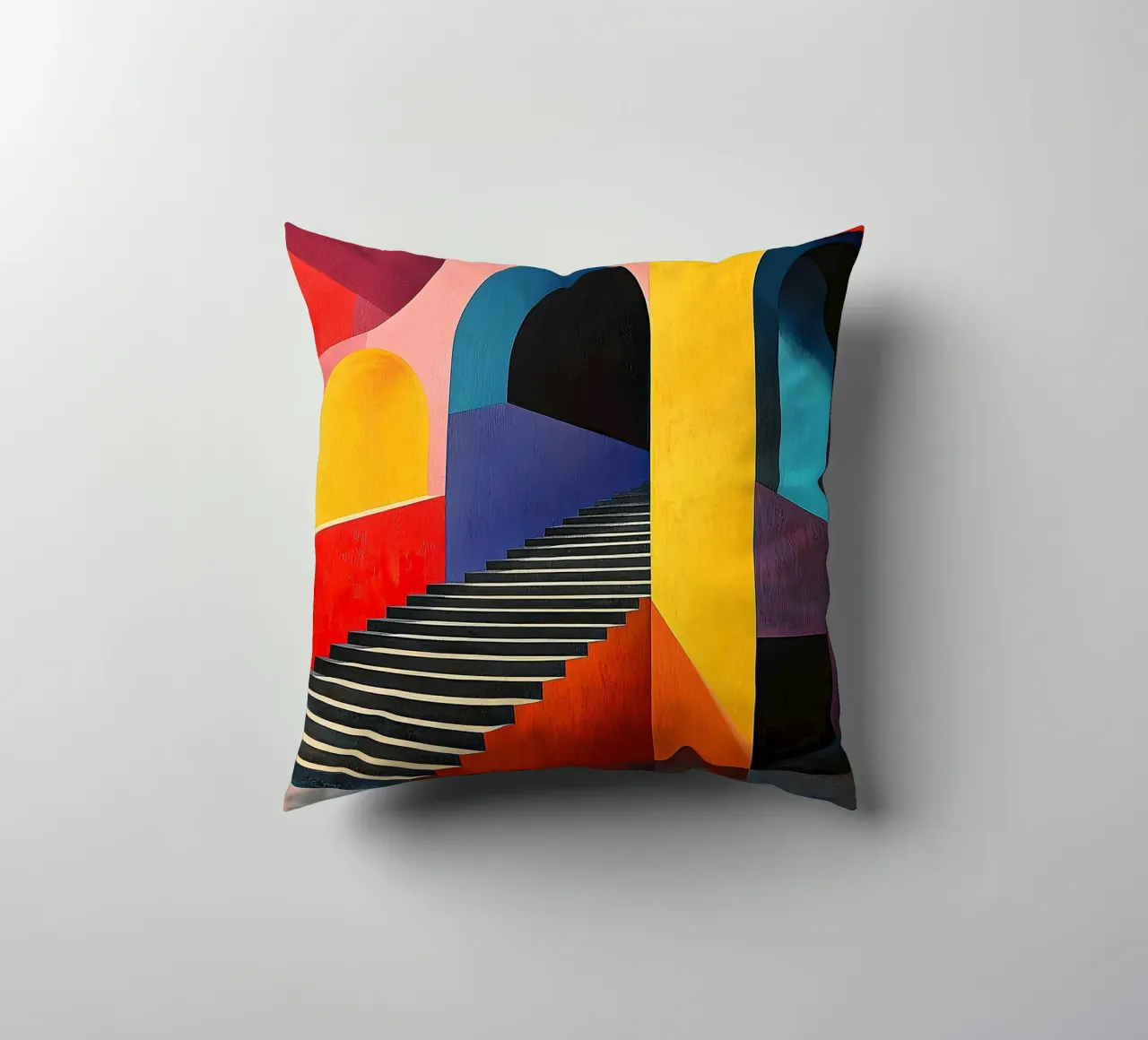 Surrealism Architecture Design Geometry decorative cushion by Nikis Art Studio
