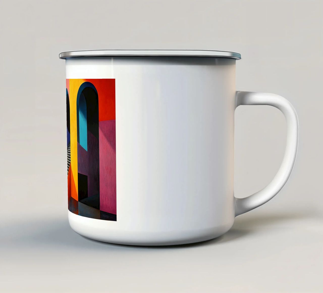 Surrealismo Architettura Design Geometria tazza in smalto da Nikis Art Studio