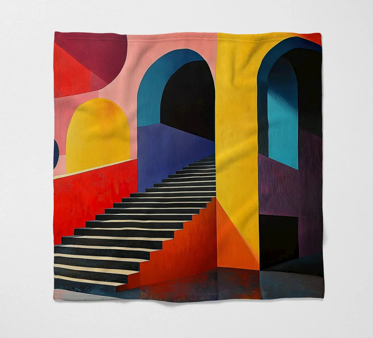 Surrealism Architecture Design Geometry fleece blanket by Nikis Art Studio