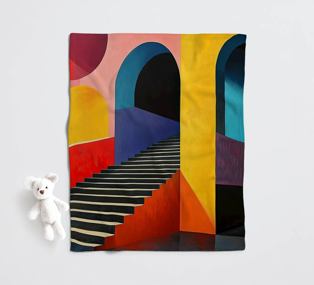 Surrealism Architecture Design Geometry fleece blanket by Nikis Art Studio
