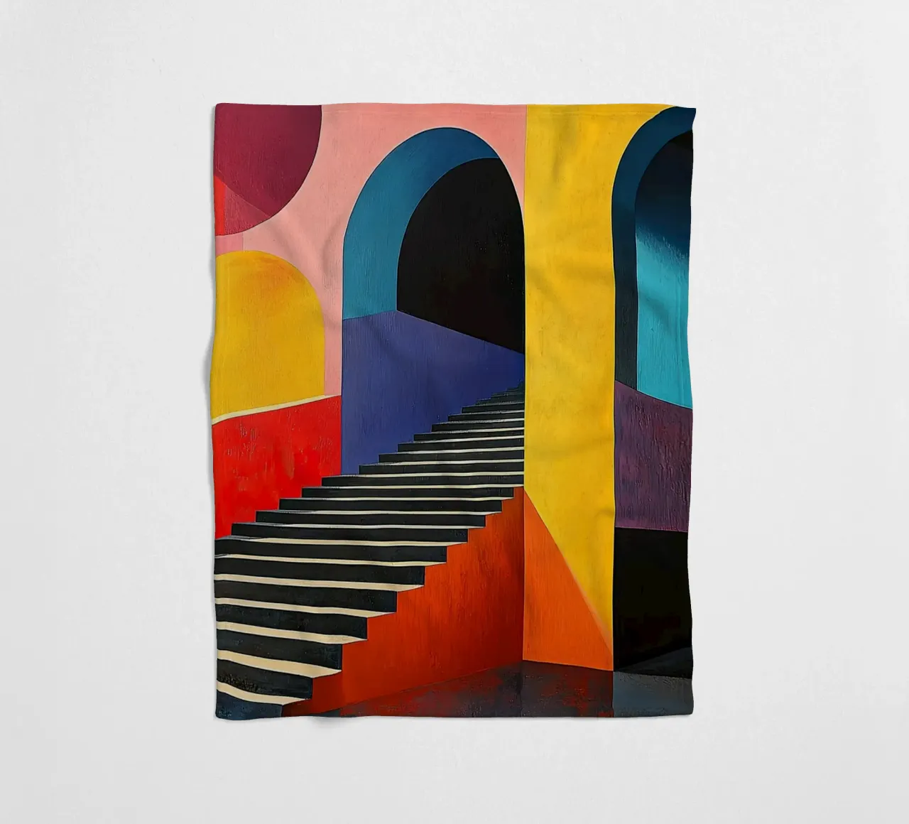 Surrealism Architecture Design Geometry fleece blanket by Nikis Art Studio