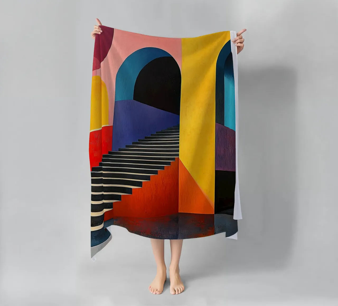 Surrealism Architecture Design Geometry beach towel by Nikis Art Studio