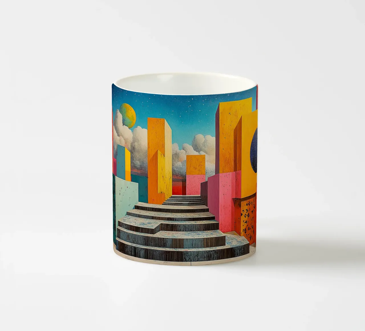 Surrealism Architecture Design Geometry ceramic mug by Nikis Art Studio