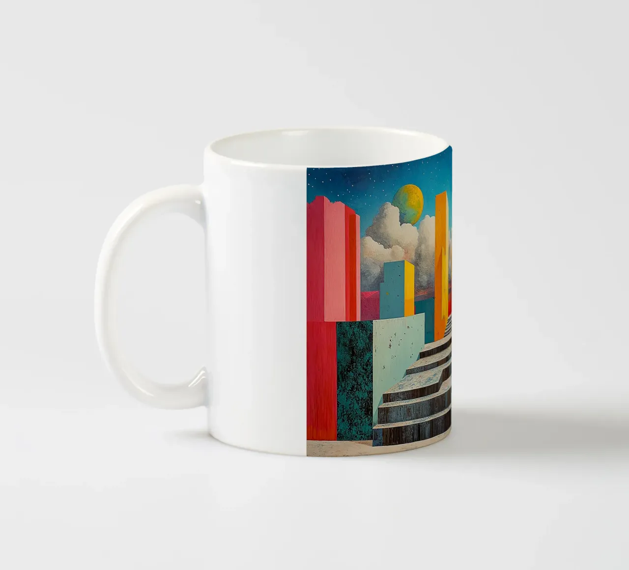 Surrealism Architecture Design Geometry ceramic mug by Nikis Art Studio