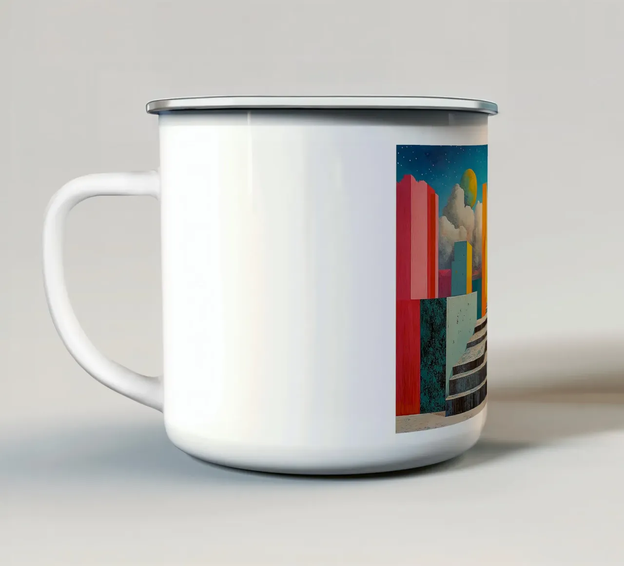 Surrealism Architecture Design Geometry enamel mug by Nikis Art Studio