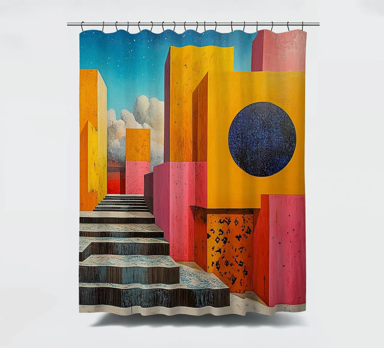 Surrealism Architecture Design Geometry shower curtain by Nikis Art Studio
