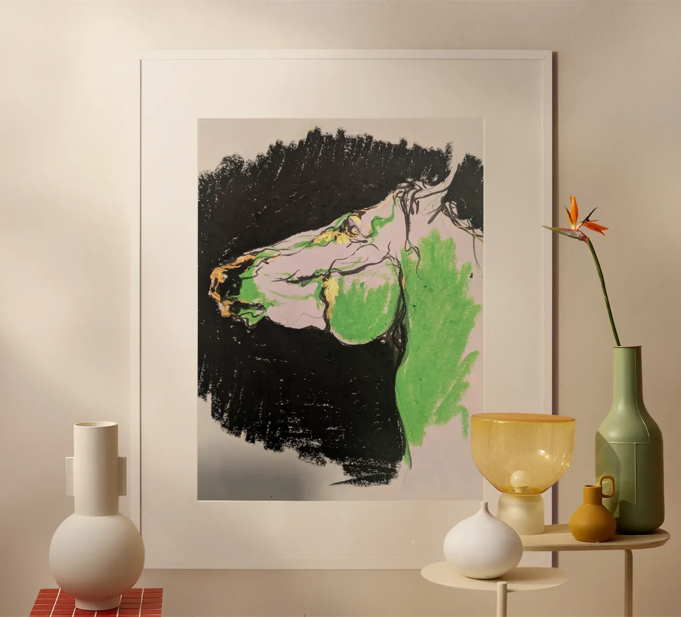 Cheval vert poster van Bénédicte Berthod