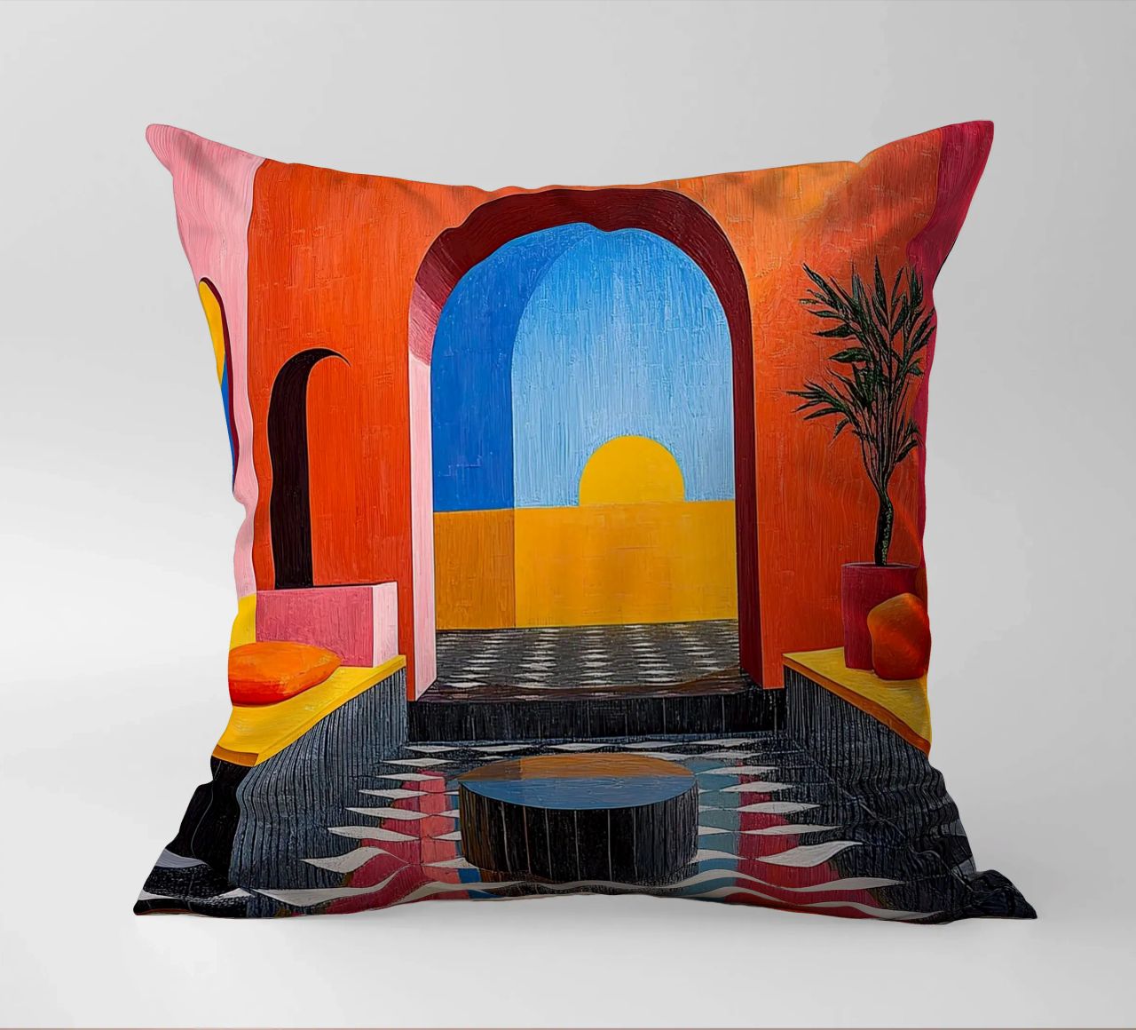 Surréalisme Architecture Design Géométrie coussin de Nikis Art Studio