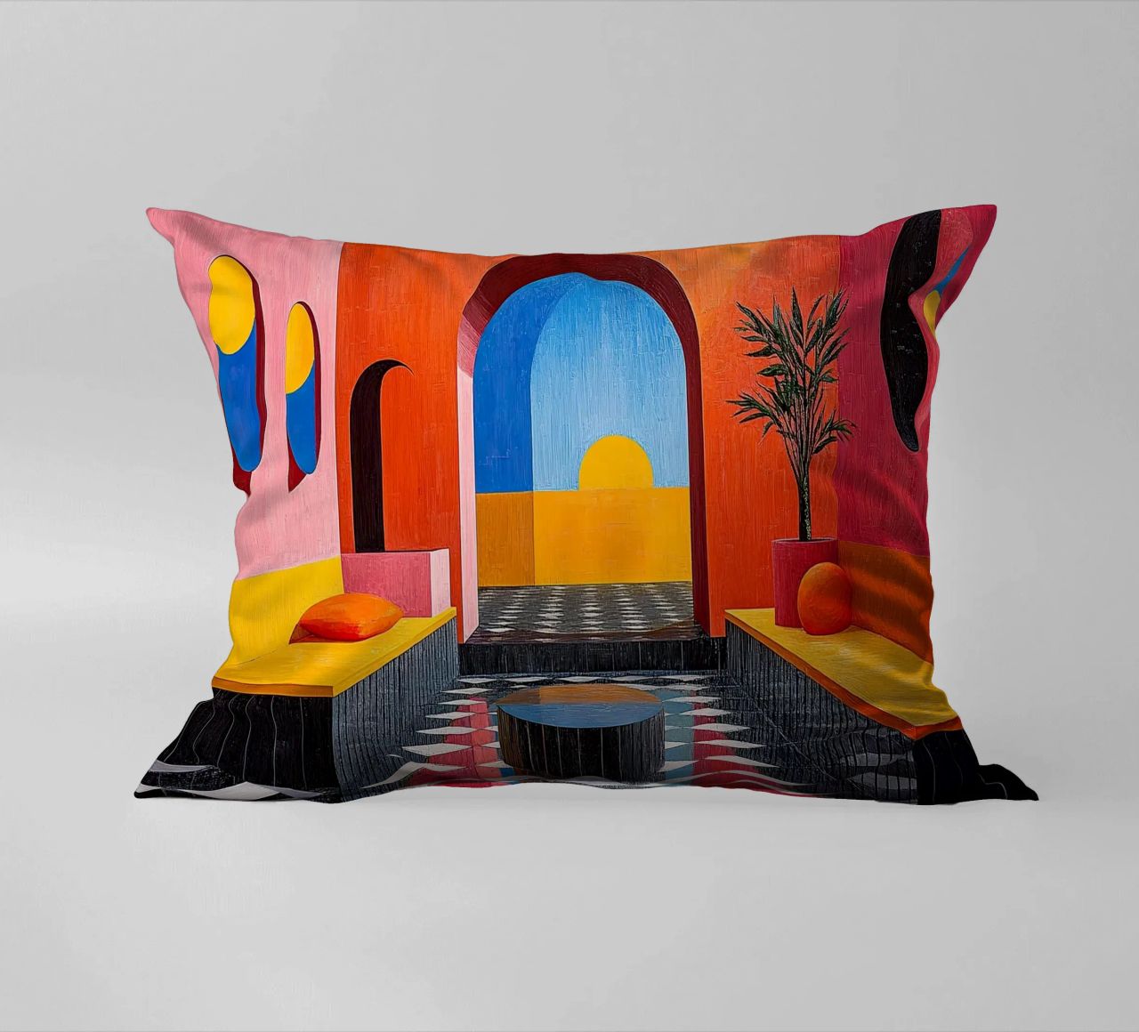 Surréalisme Architecture Design Géométrie coussin de Nikis Art Studio