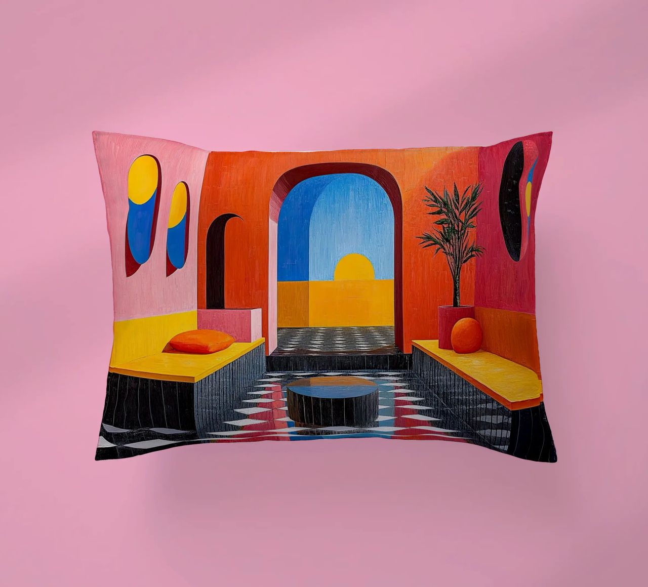 Surréalisme Architecture Design Géométrie coussin de Nikis Art Studio