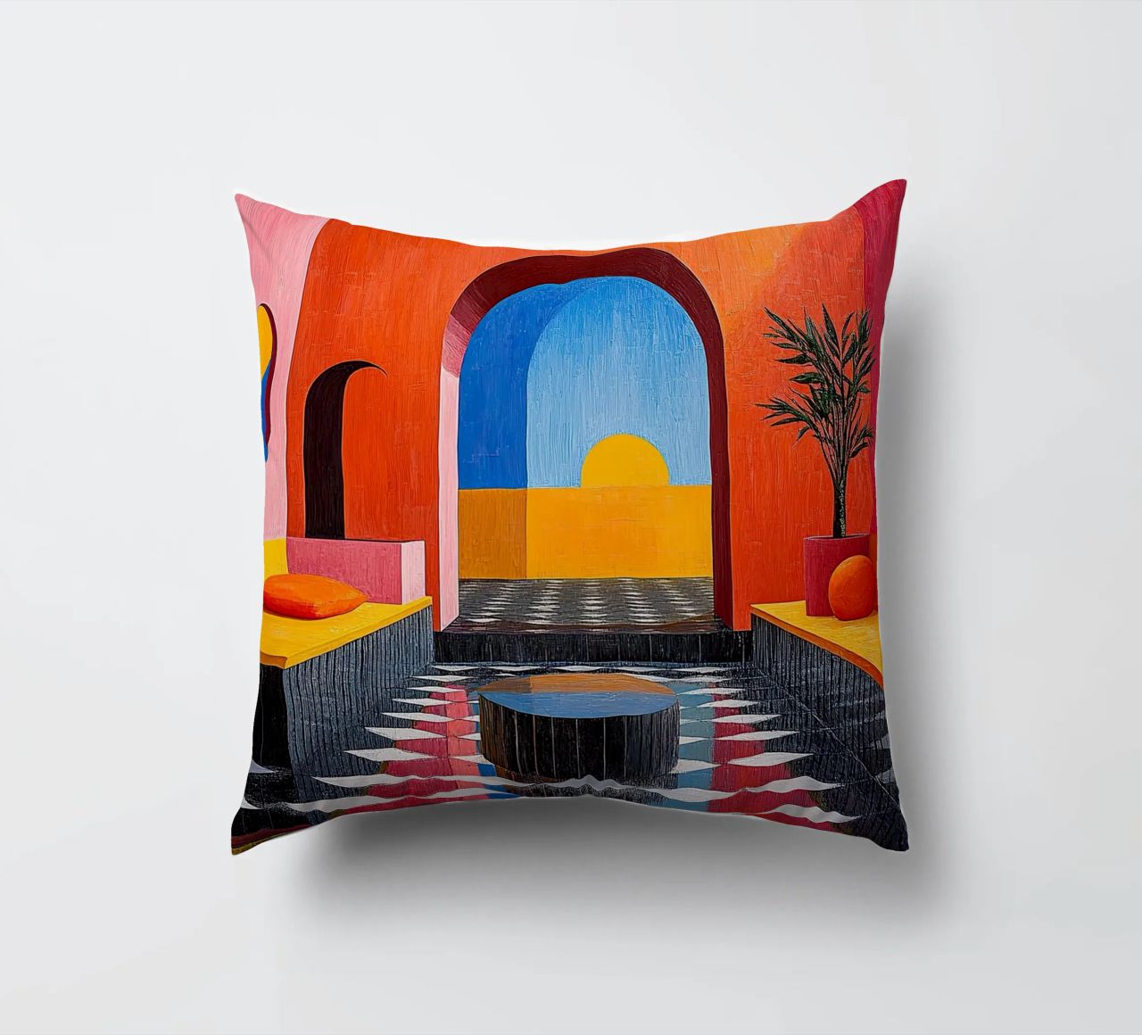 Surréalisme Architecture Design Géométrie coussin de Nikis Art Studio