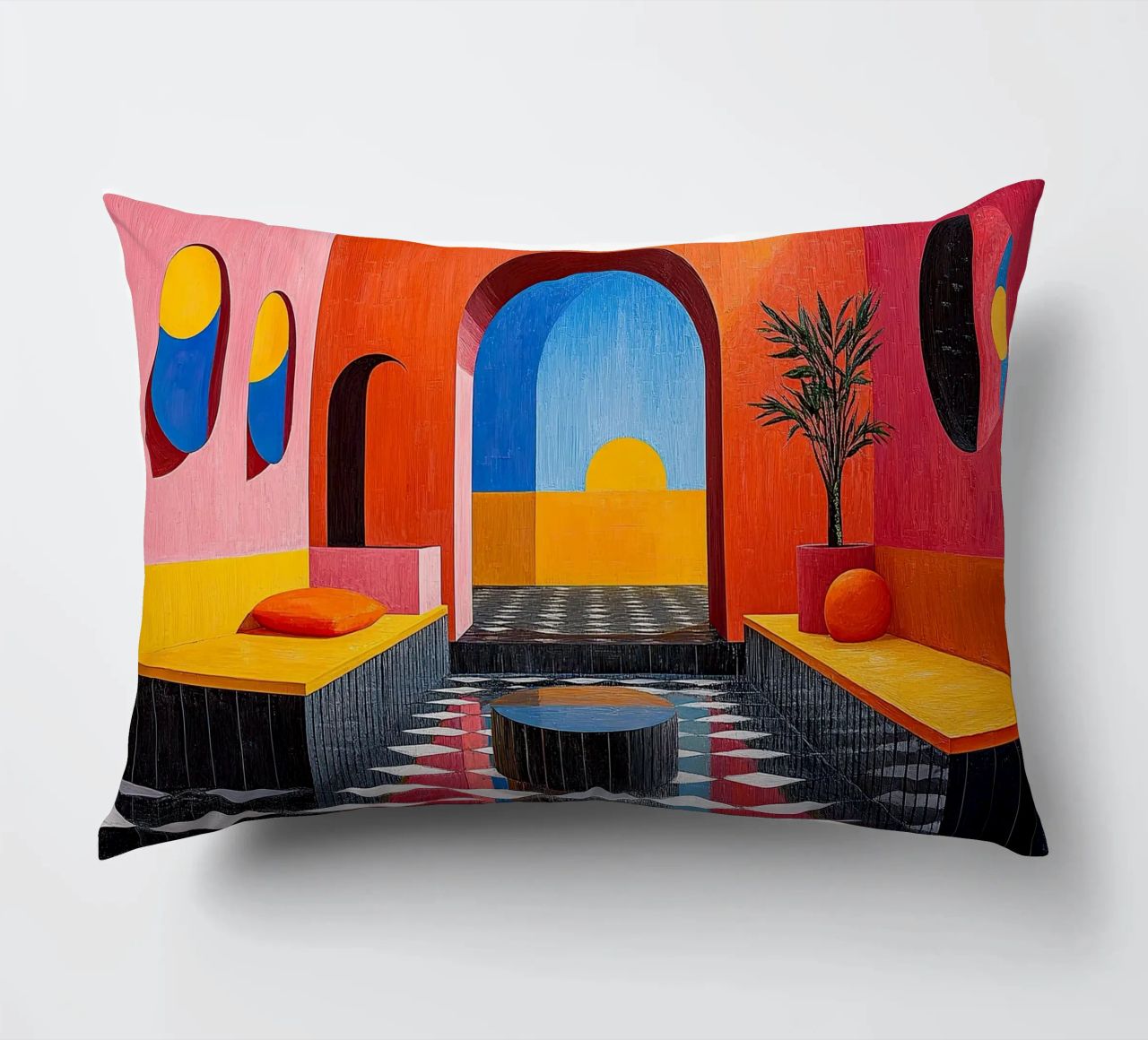 Surréalisme Architecture Design Géométrie coussin de Nikis Art Studio