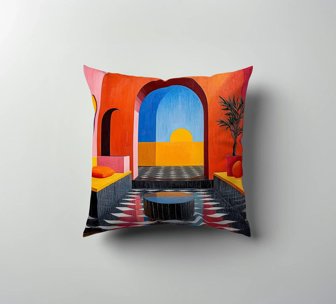 Surréalisme Architecture Design Géométrie coussin de Nikis Art Studio