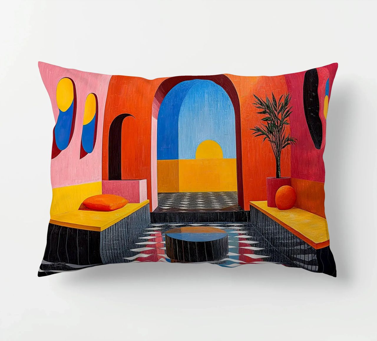 Surréalisme Architecture Design Géométrie coussin de Nikis Art Studio