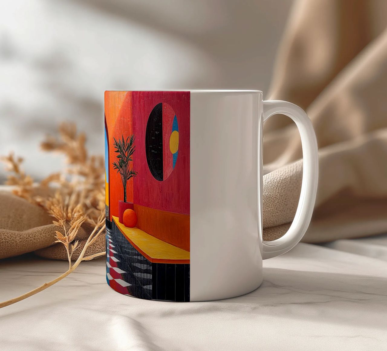 Surréalisme Architecture Design Géométrie mug en céramique de Nikis Art Studio