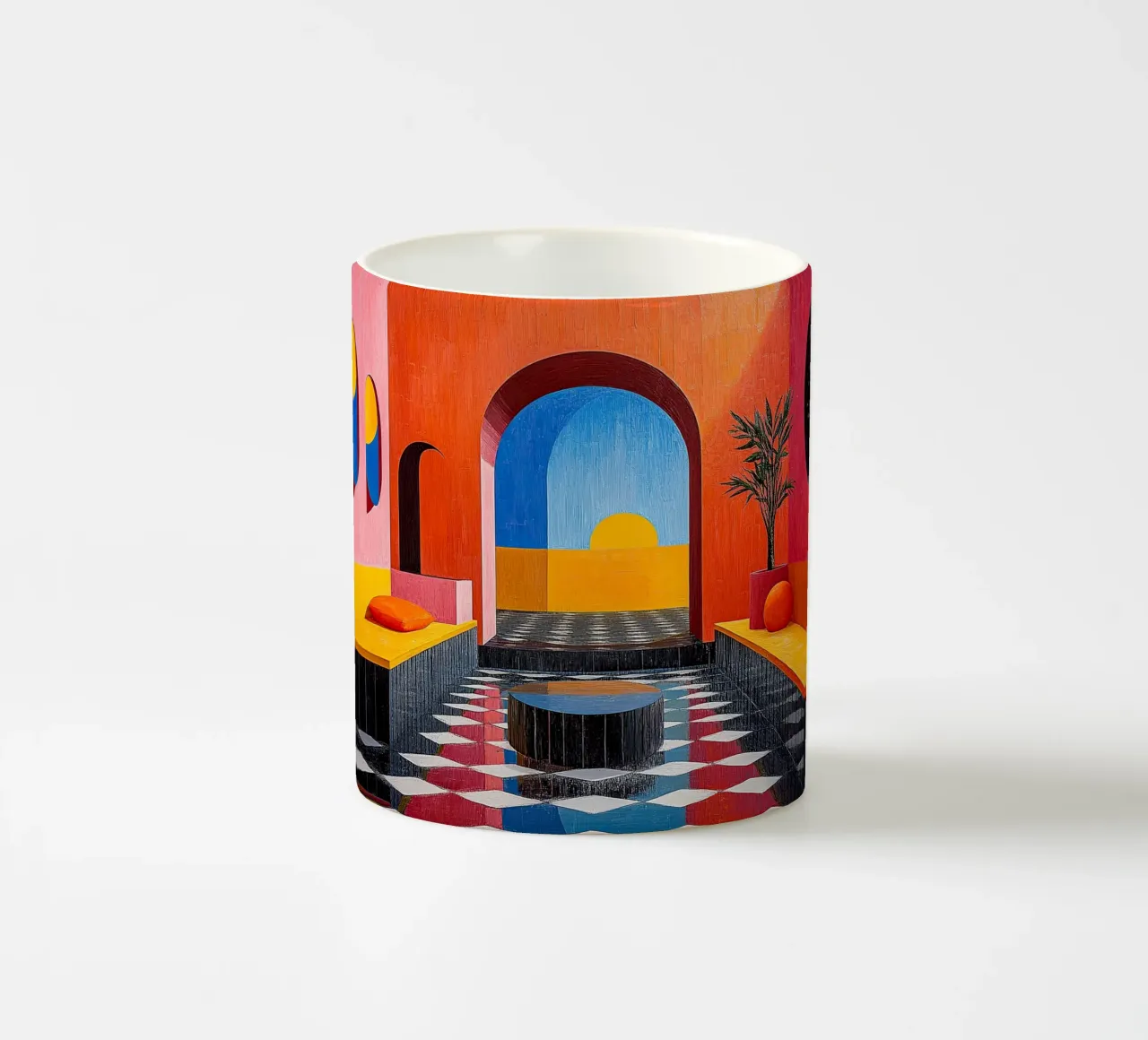 Surrealismus Architektur Design Geometrie Keramik Tasse von Nikis Art Studio
