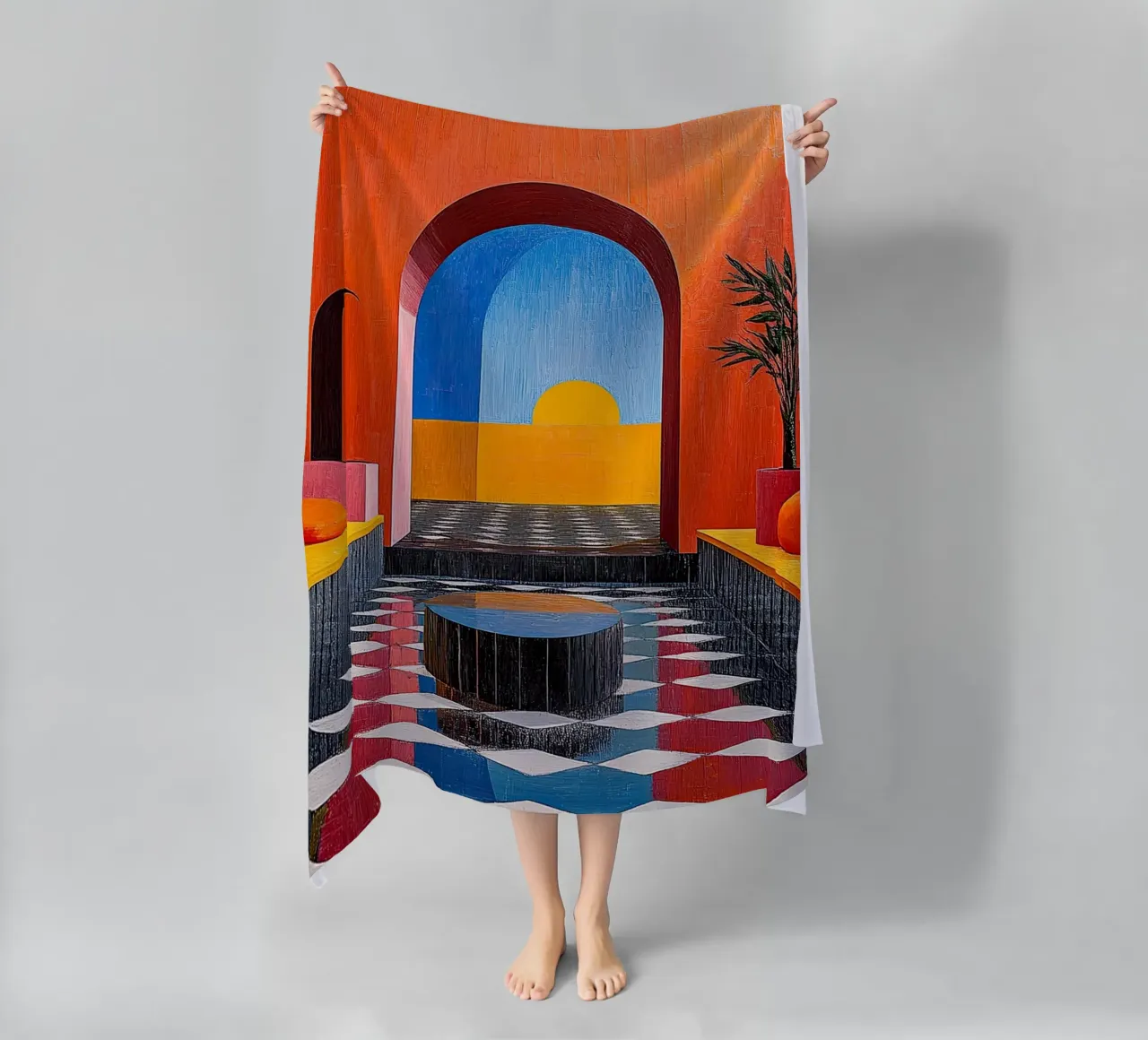Surrealismo Architettura Design Geometria telo mare da Nikis Art Studio
