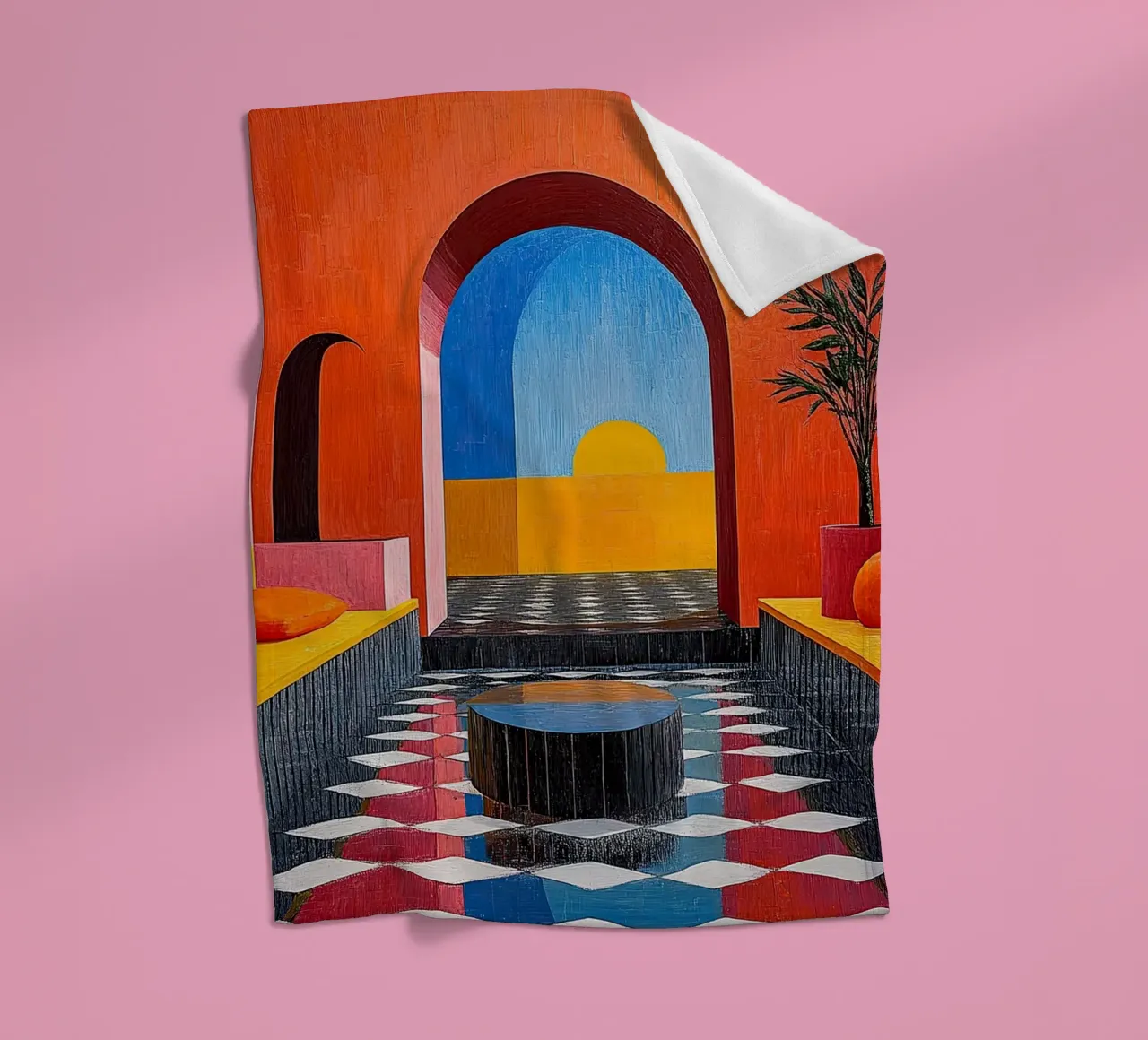 Surrealism Architecture Design Geometry fleece blanket by Nikis Art Studio