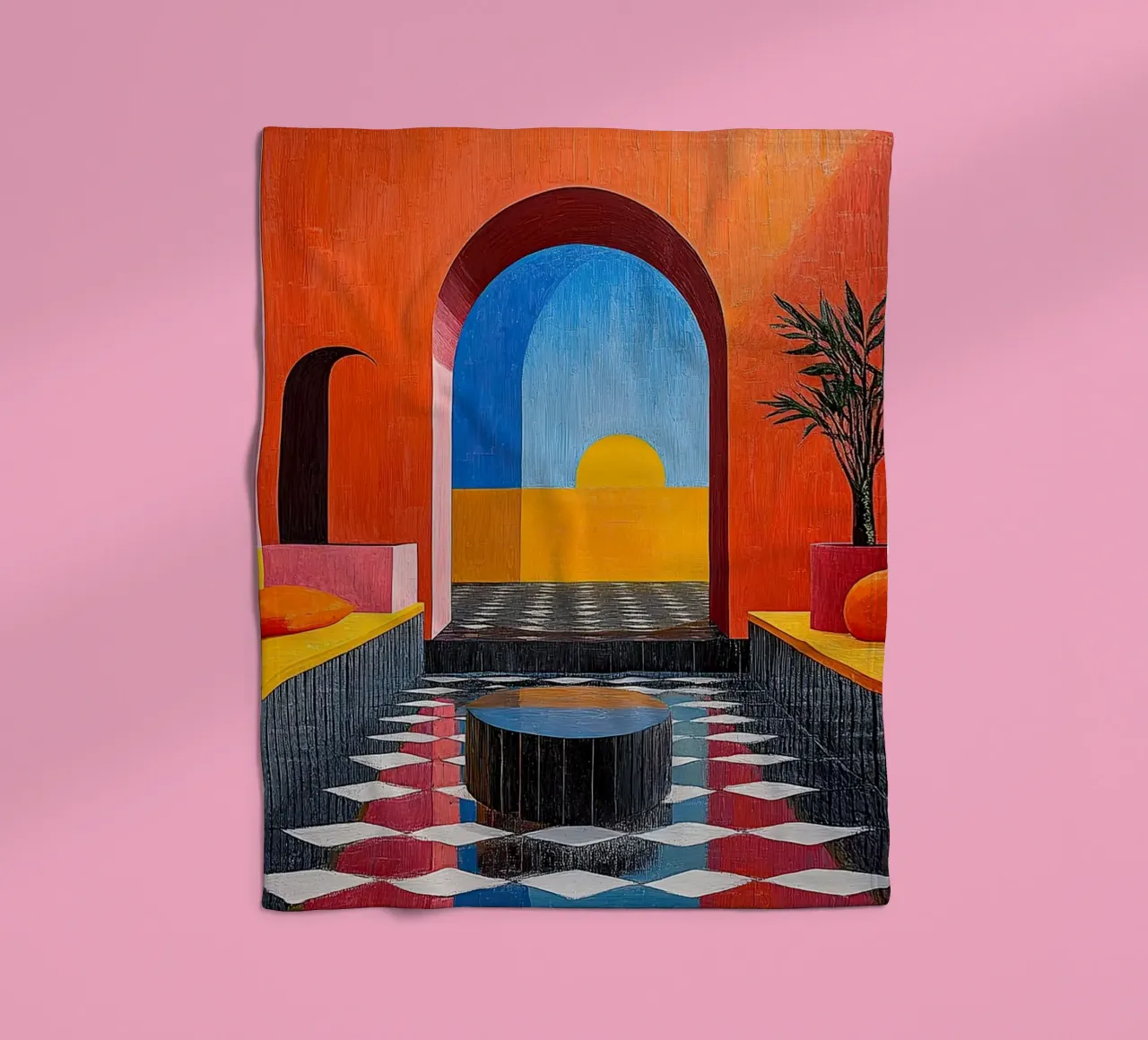 Surrealism Architecture Design Geometry fleece blanket by Nikis Art Studio