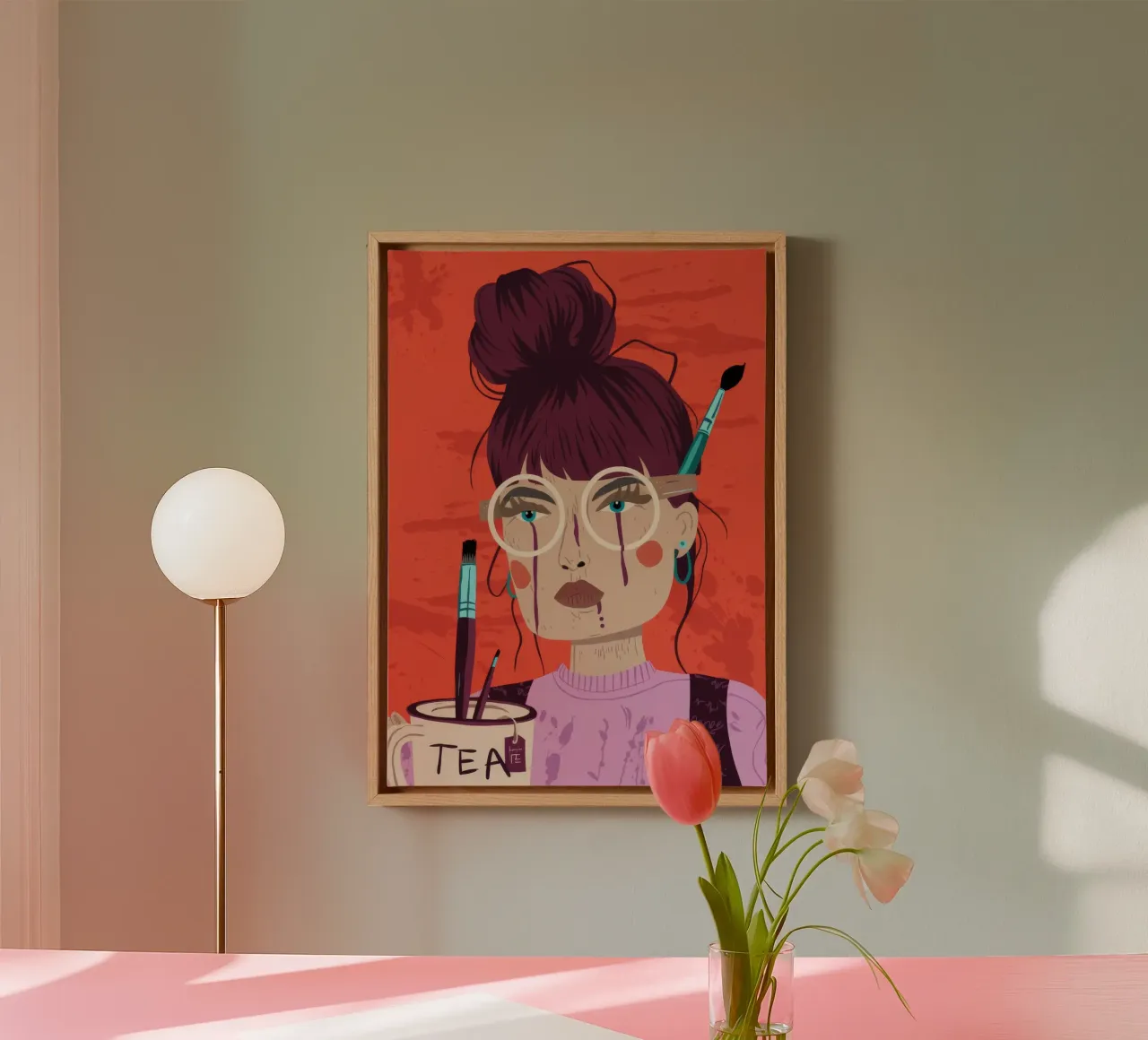 Artista con tè tela con Cornice a cassetta da Emery Kate