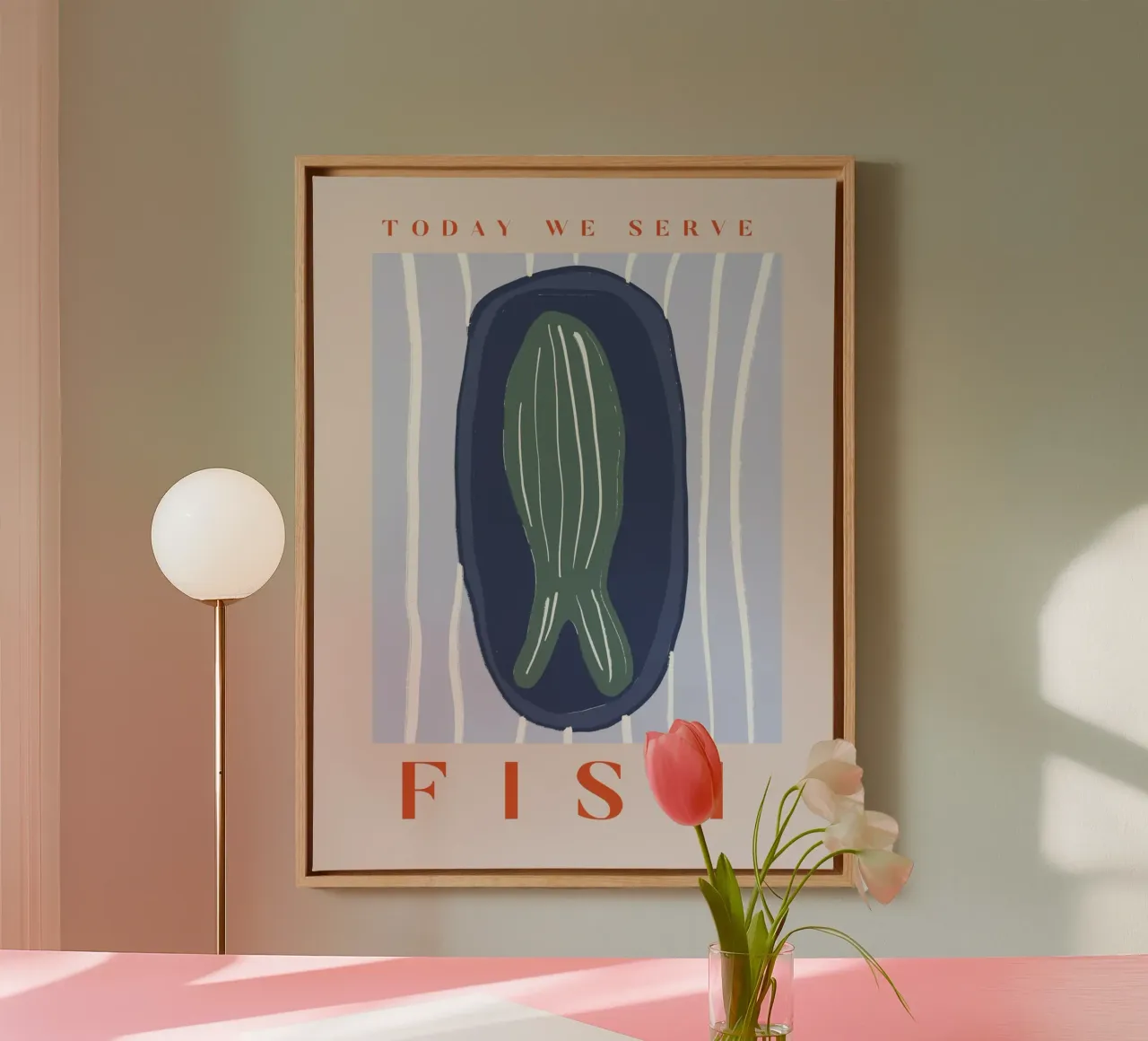 Today We Serve Fish tela con Cornice a cassetta da treechild