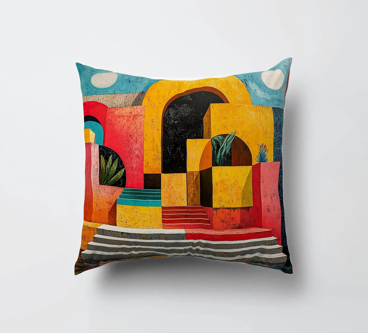 Surrealism Architecture Design Geometry decorative cushion by Nikis Art Studio