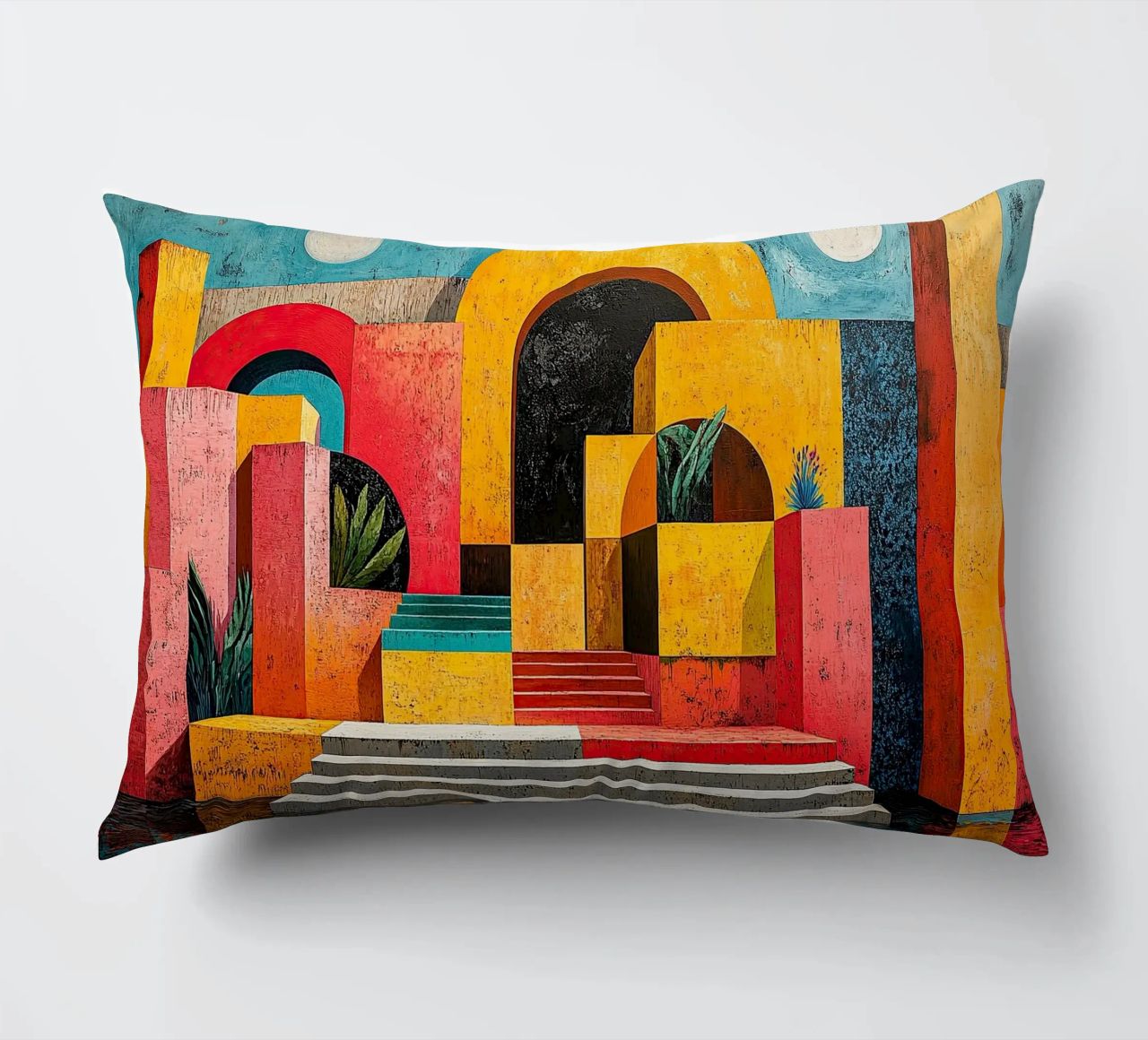 Surrealism Architecture Design Geometry decorative cushion by Nikis Art Studio