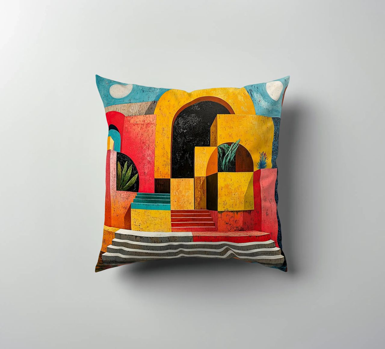 Surrealism Architecture Design Geometry decorative cushion by Nikis Art Studio