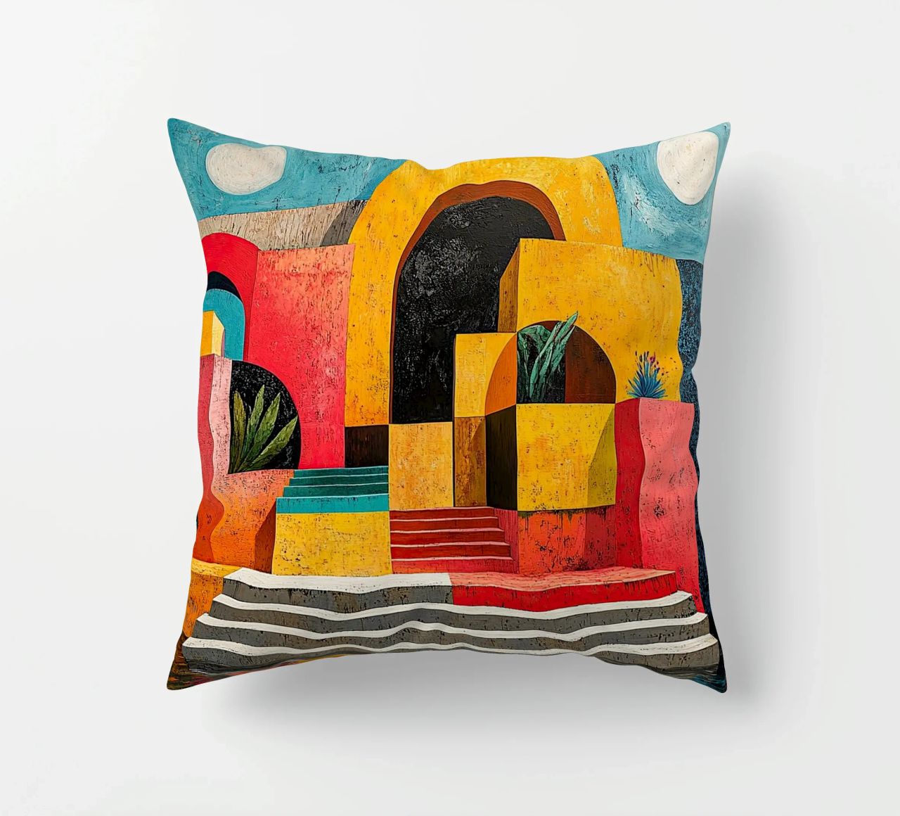 Surrealism Architecture Design Geometry decorative cushion by Nikis Art Studio