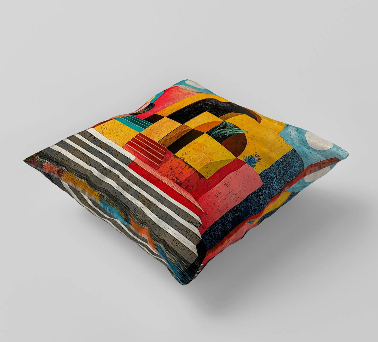 Surrealism Architecture Design Geometry decorative cushion by Nikis Art Studio
