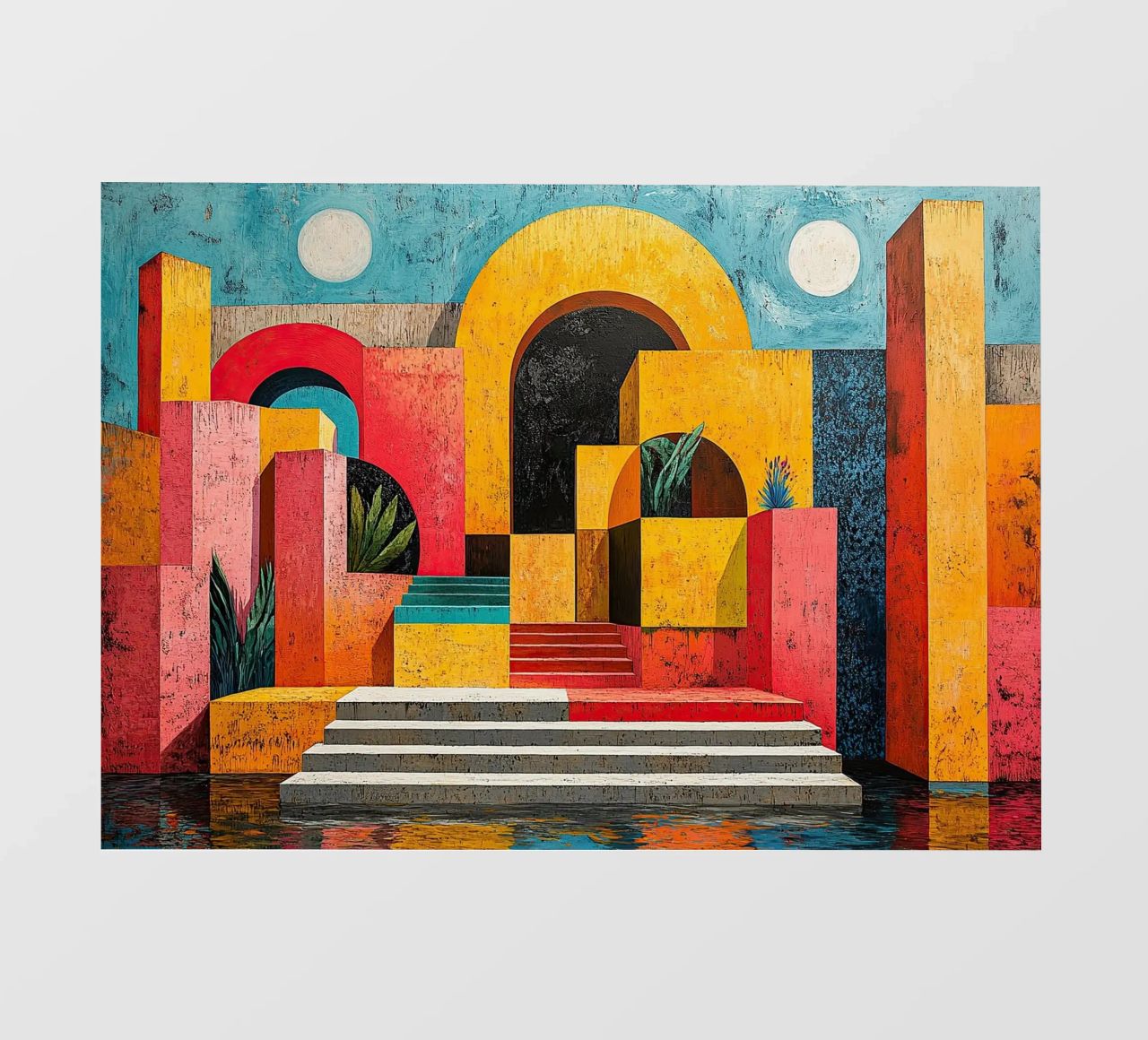 Surrealismo Architettura Design Geometria telo in pvc da Nikis Art Studio