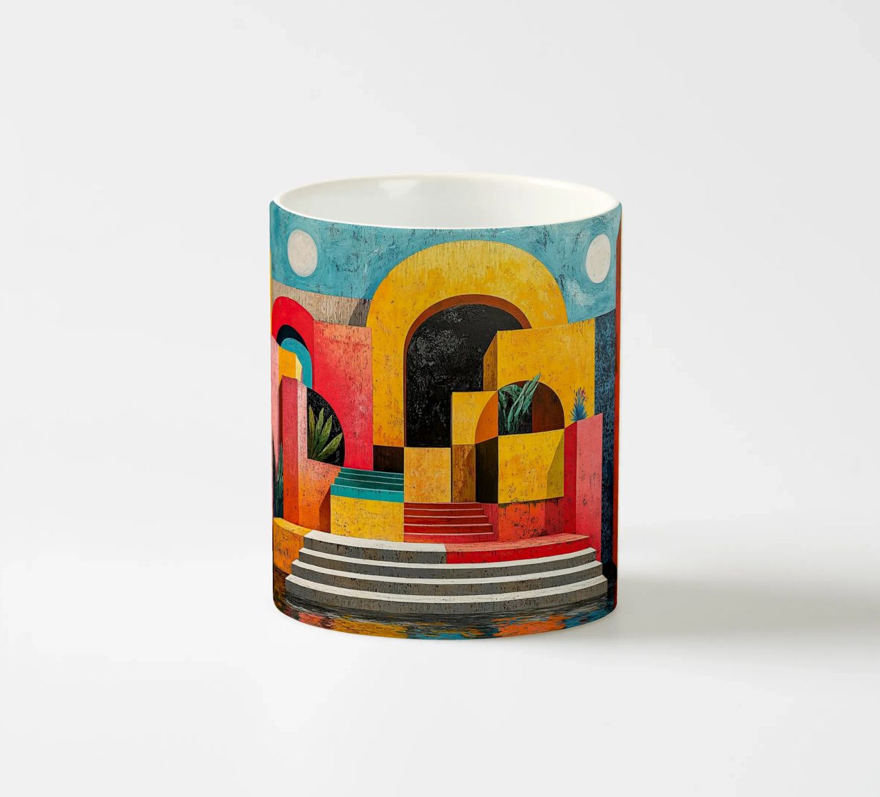 Surrealism Architecture Design Geometry ceramic mug by Nikis Art Studio