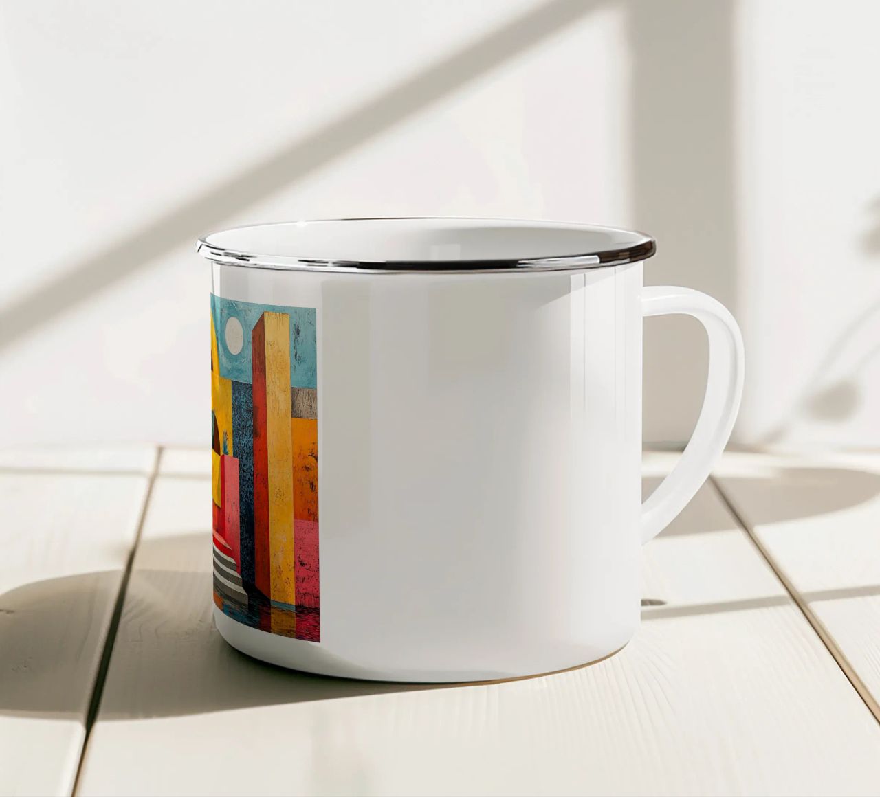 Surrealism Architecture Design Geometry enamel mug by Nikis Art Studio