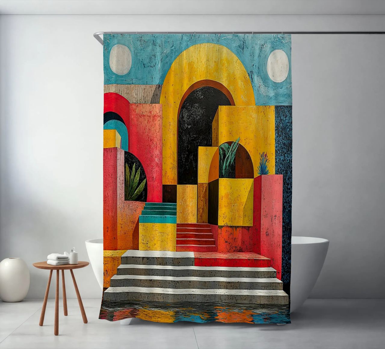 Surrealism Architecture Design Geometry shower curtain by Nikis Art Studio