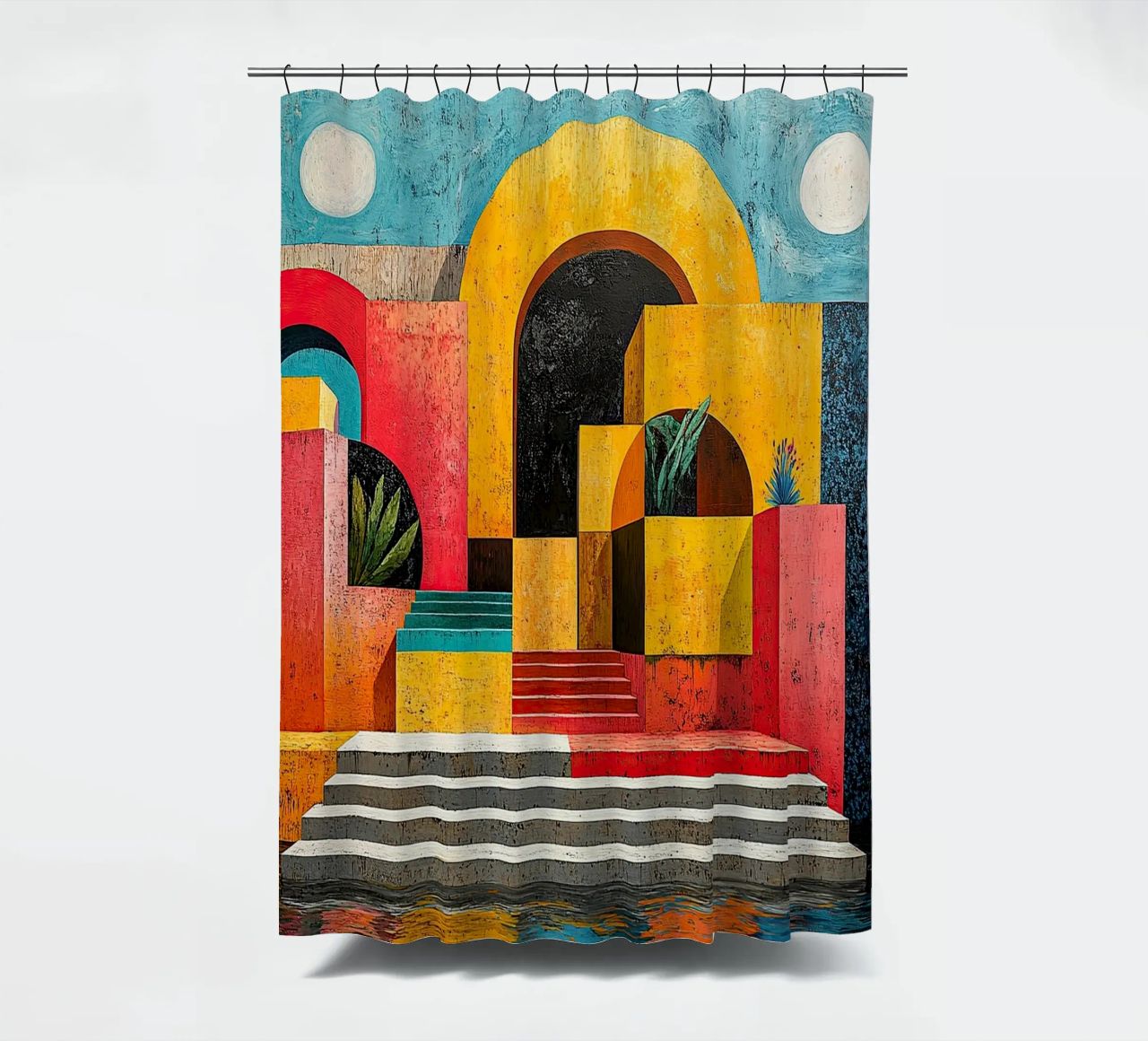 Surrealism Architecture Design Geometry shower curtain by Nikis Art Studio