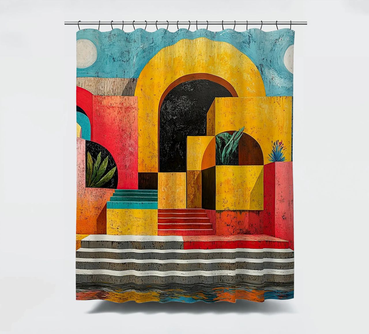 Surrealism Architecture Design Geometry shower curtain by Nikis Art Studio