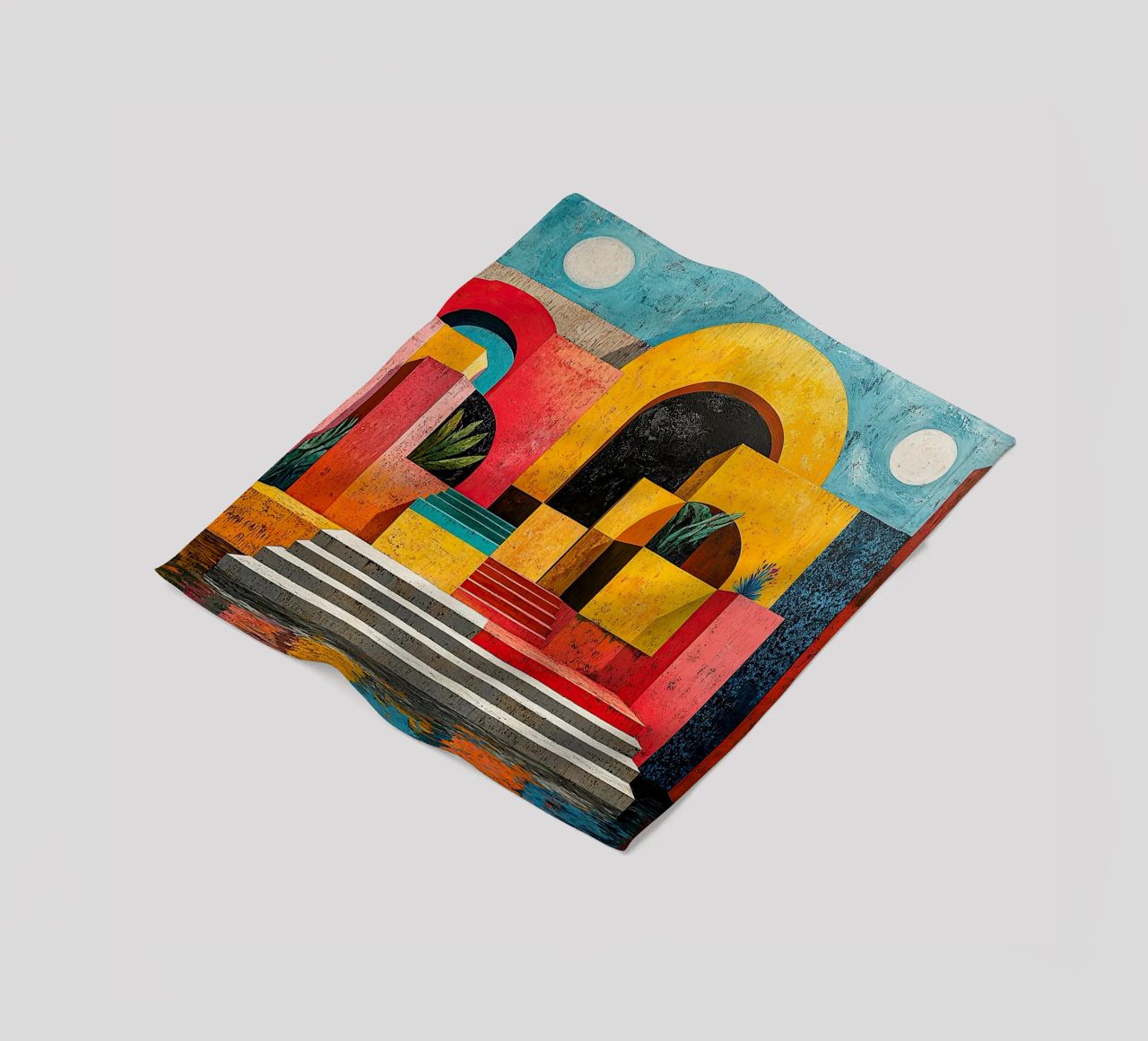 Surrealism Architecture Design Geometry fleece blanket by Nikis Art Studio