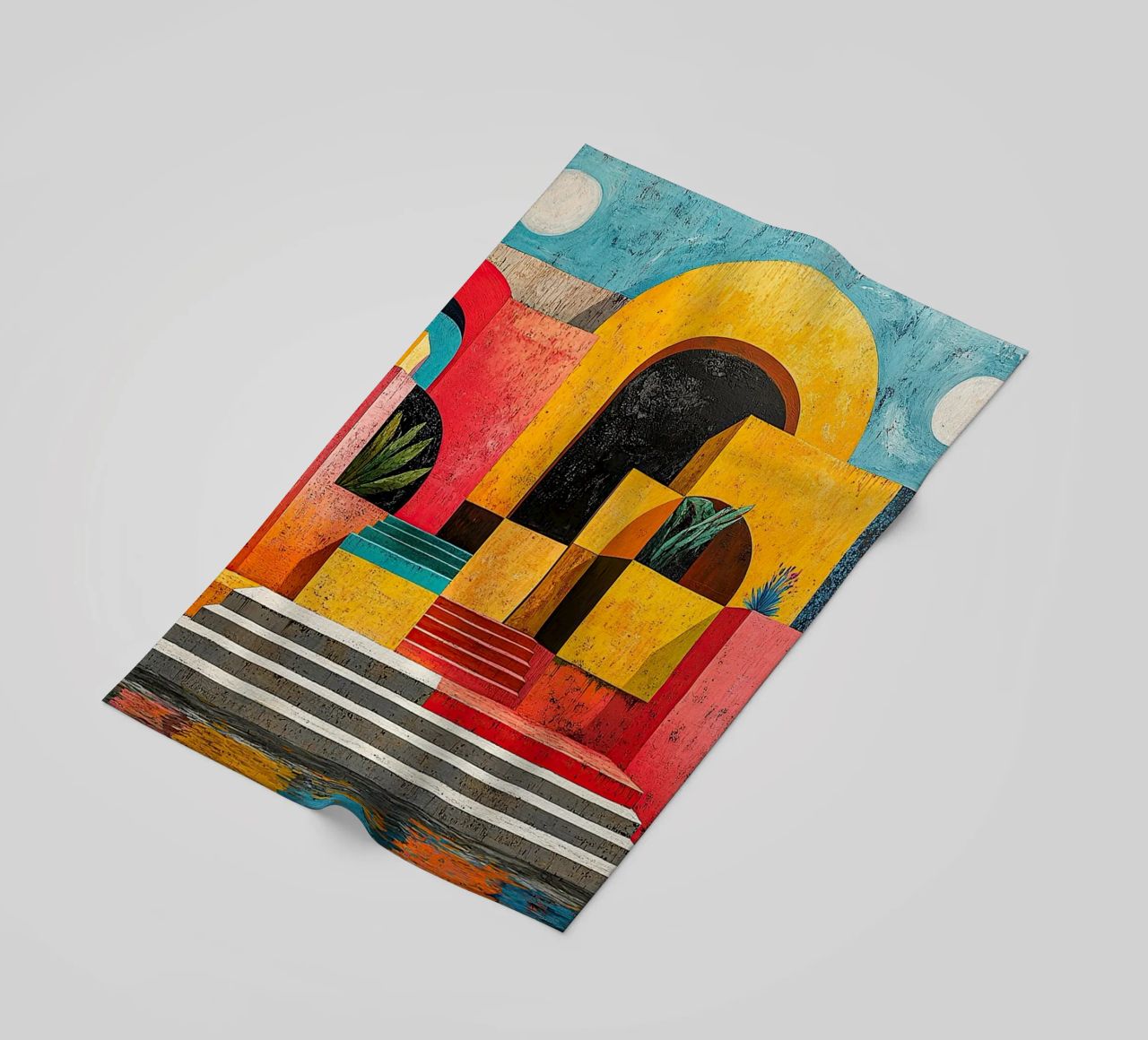 Surrealism Architecture Design Geometry beach towel by Nikis Art Studio