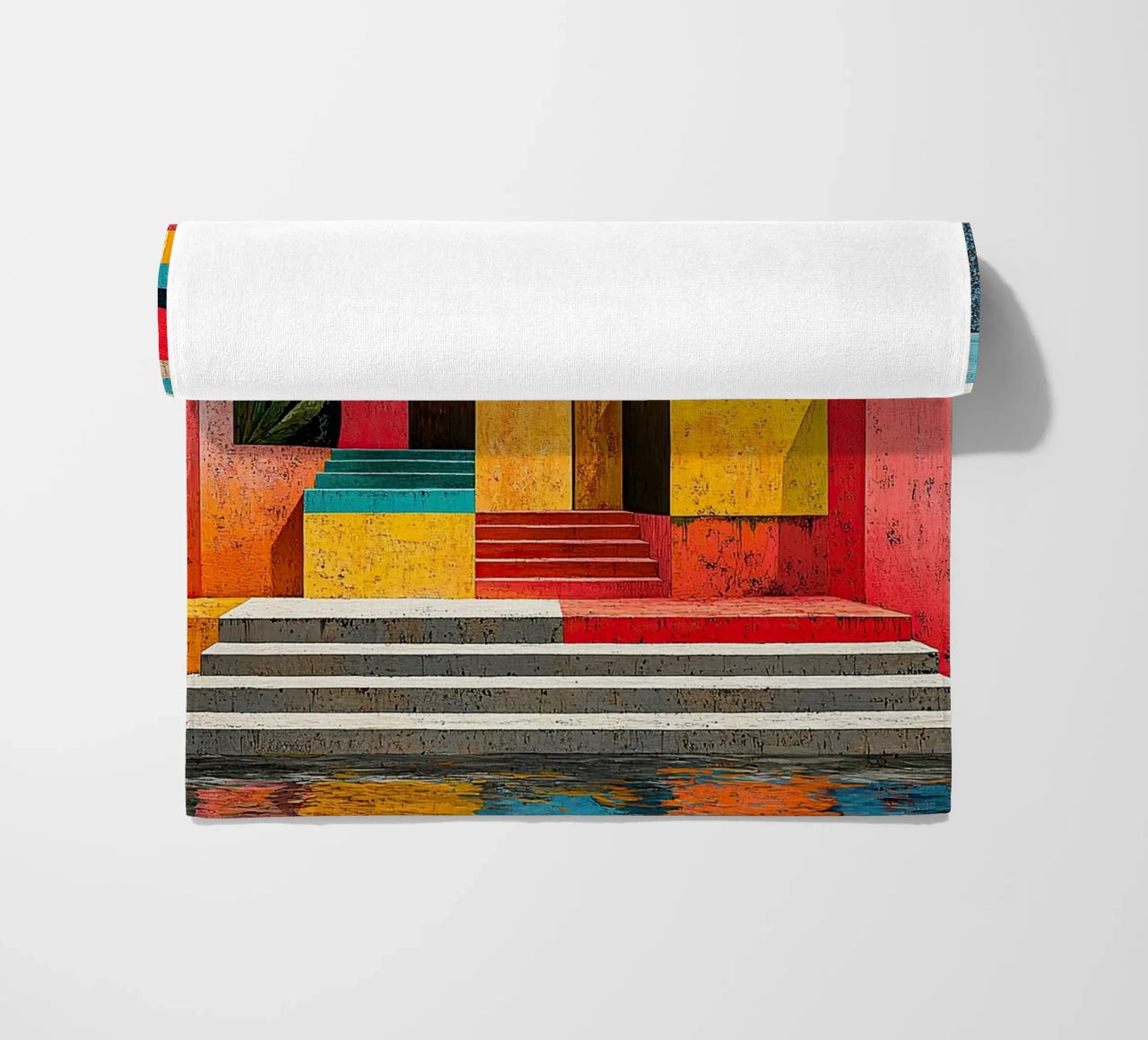 Surrealism Architecture Design Geometry beach towel by Nikis Art Studio