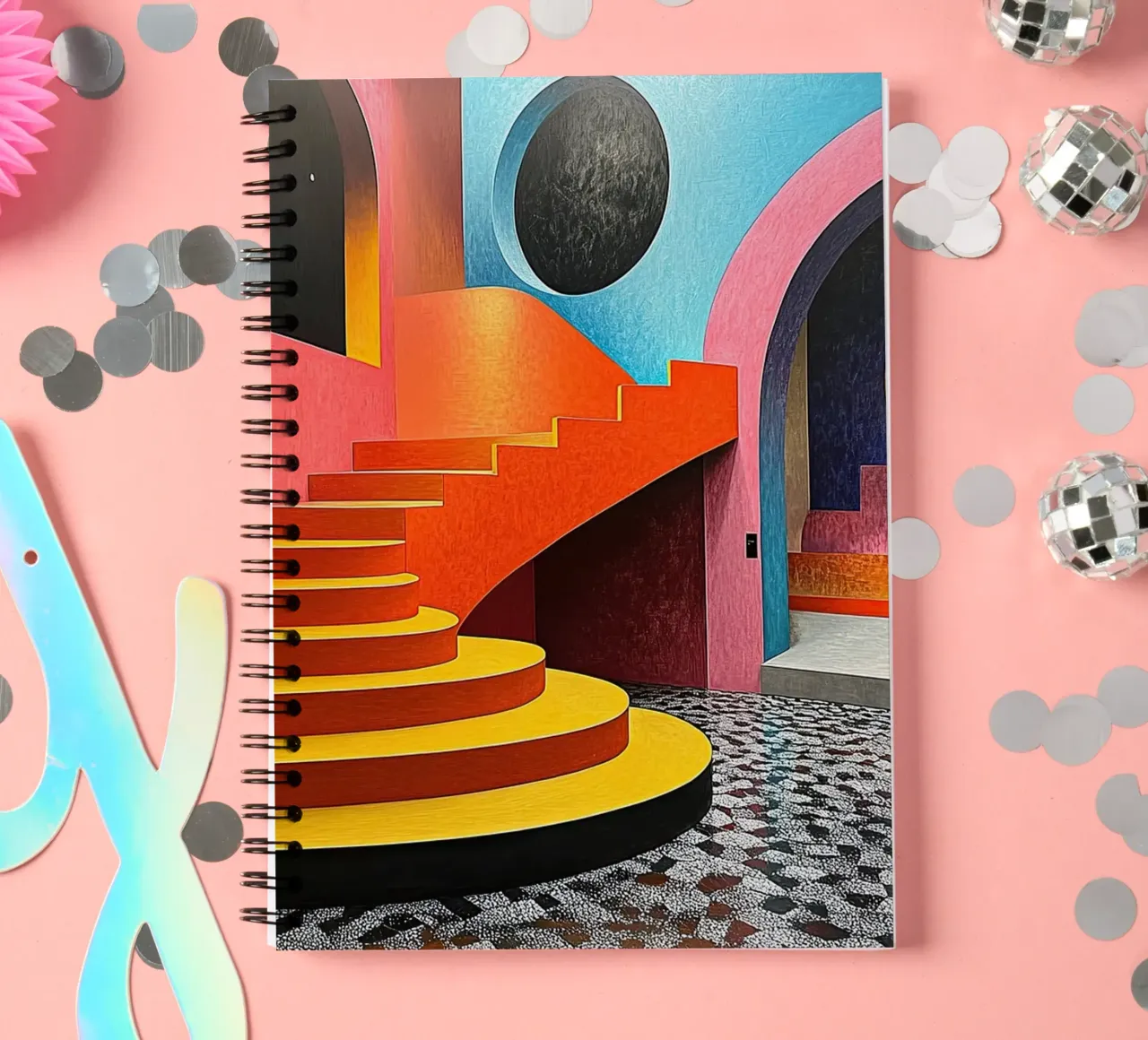 Surrealism Architecture Design Geometry spiral notebook by Nikis Art Studio