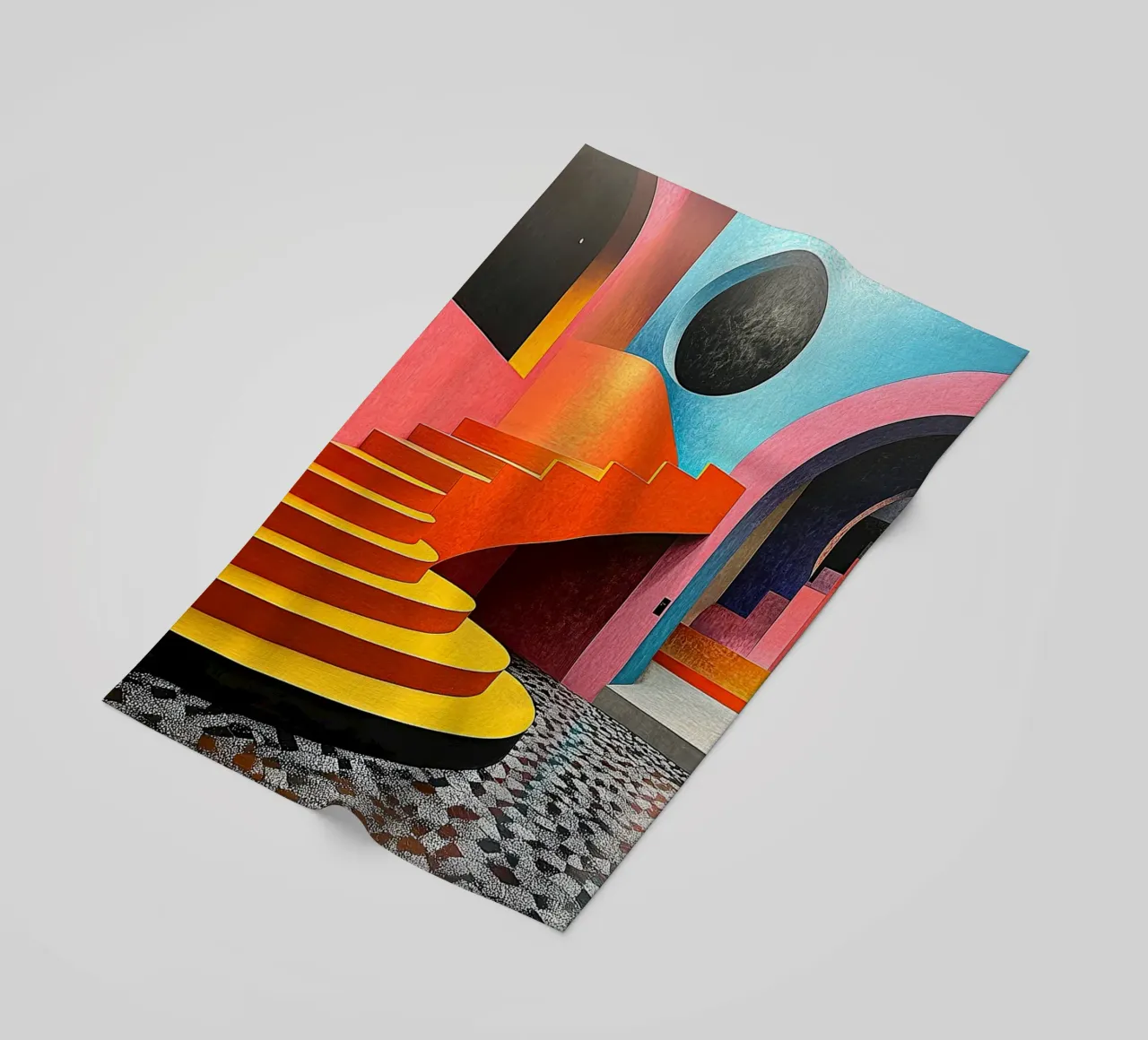 Surrealism Architecture Design Geometry beach towel by Nikis Art Studio