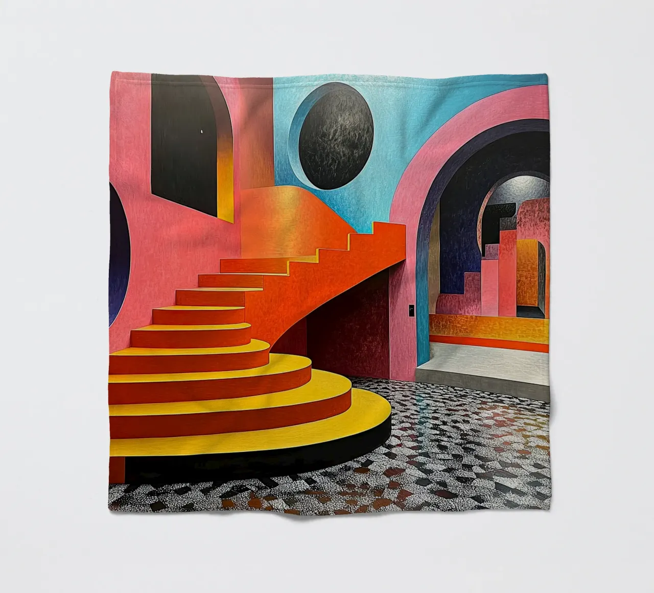 Surrealism Architecture Design Geometry fleece blanket by Nikis Art Studio