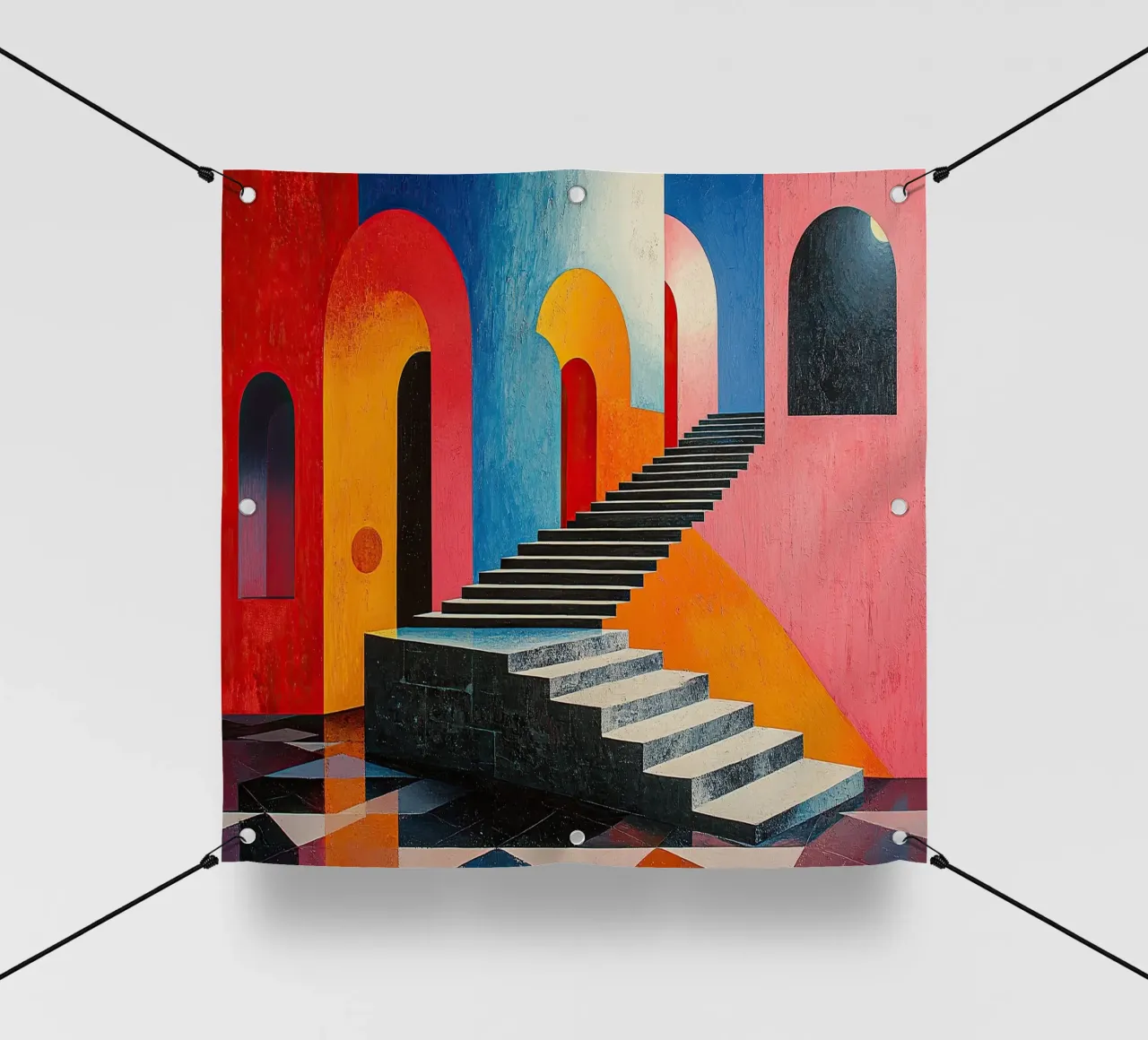 Surrealisme Architectuur Ontwerp Meetkunde pvc-zeil van Nikis Art Studio