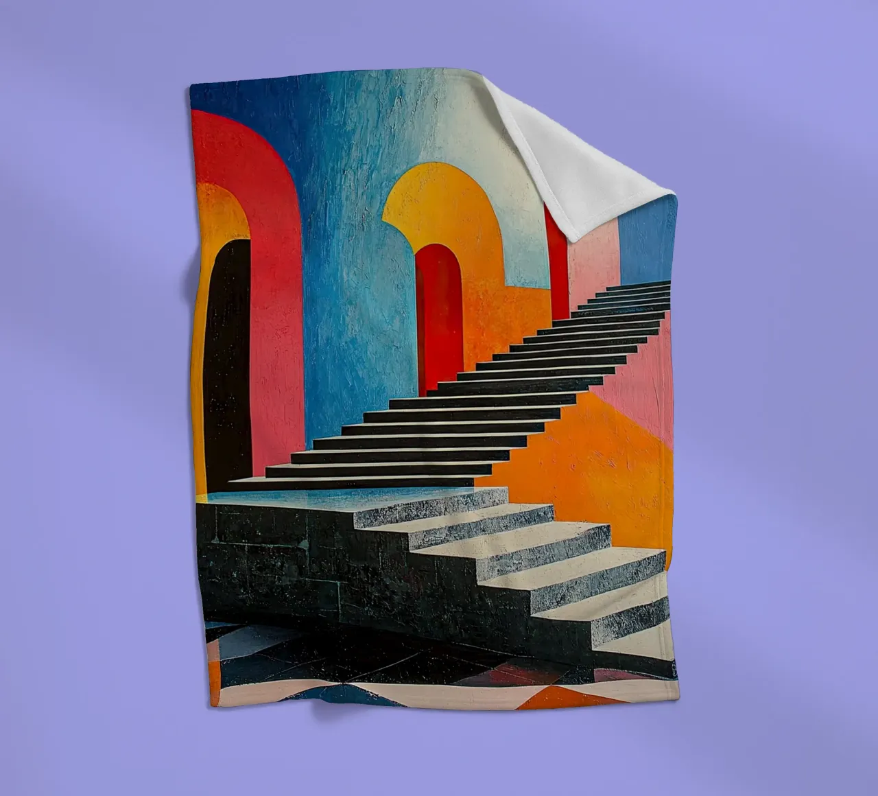 Surrealism Architecture Design Geometry fleece blanket by Nikis Art Studio