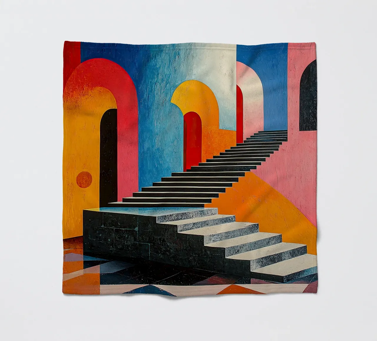 Surrealism Architecture Design Geometry fleece blanket by Nikis Art Studio