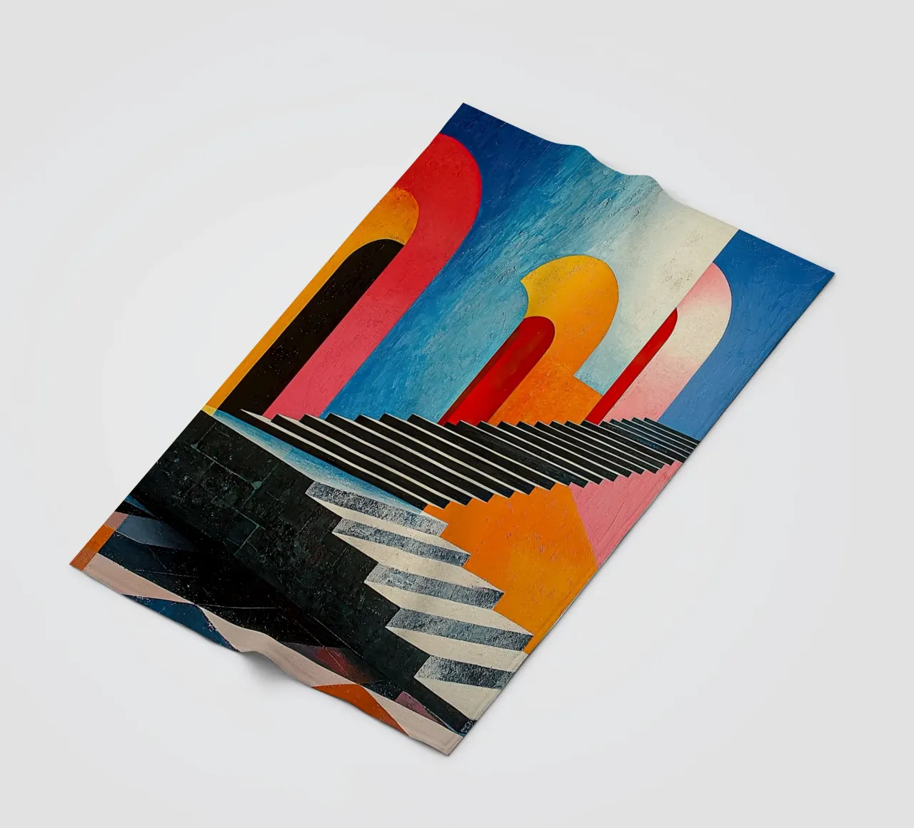 Surrealism Architecture Design Geometry fleece blanket by Nikis Art Studio