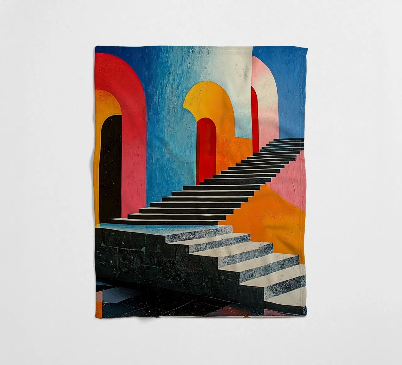 Surrealism Architecture Design Geometry fleece blanket by Nikis Art Studio