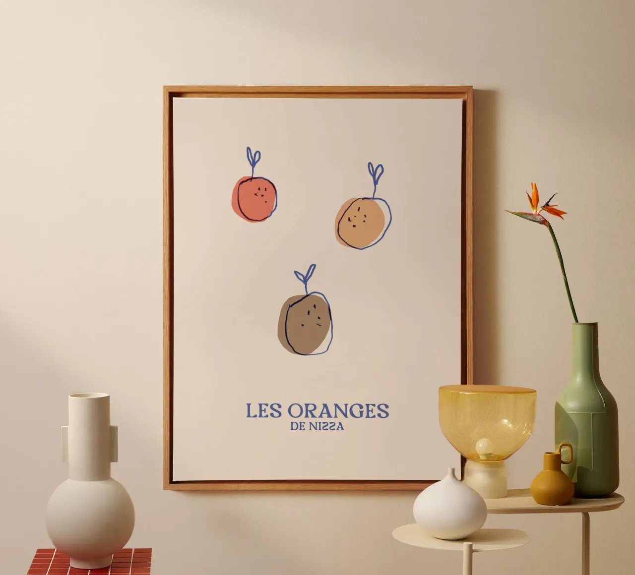 Les Oranges canvas met Baklijst van treechild