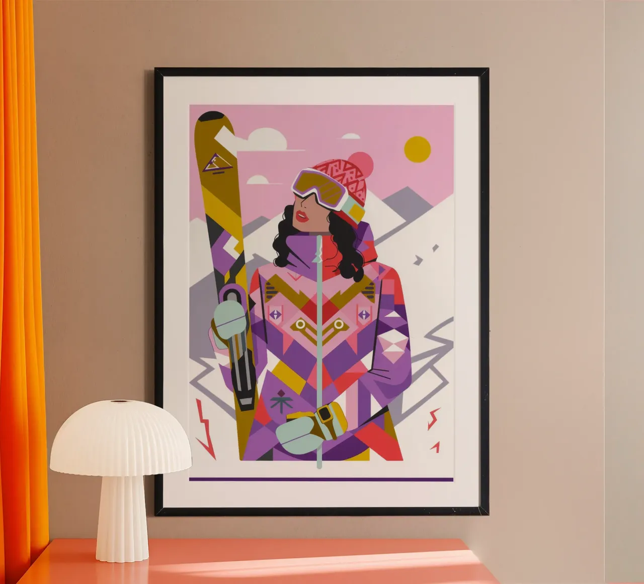 Attrezzatura da sci poster con telaio in legno da Emery Kate